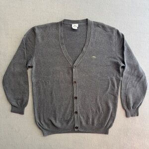 Lacoste Cardigan 2XL Men's Sweater Long Sleeve Button Cotton Gray Preppy